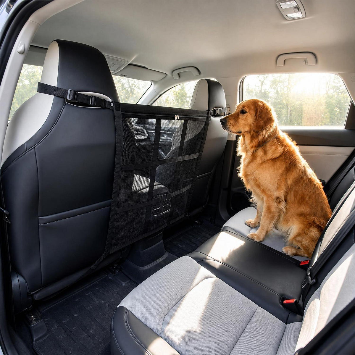 Hundegitter Auto mit Tasche & Netz – 65x59cm Mittel