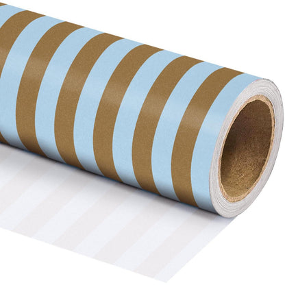 Geschenkpapier mit Kraftstreifen, blau-braun, 43,2cm x 5m