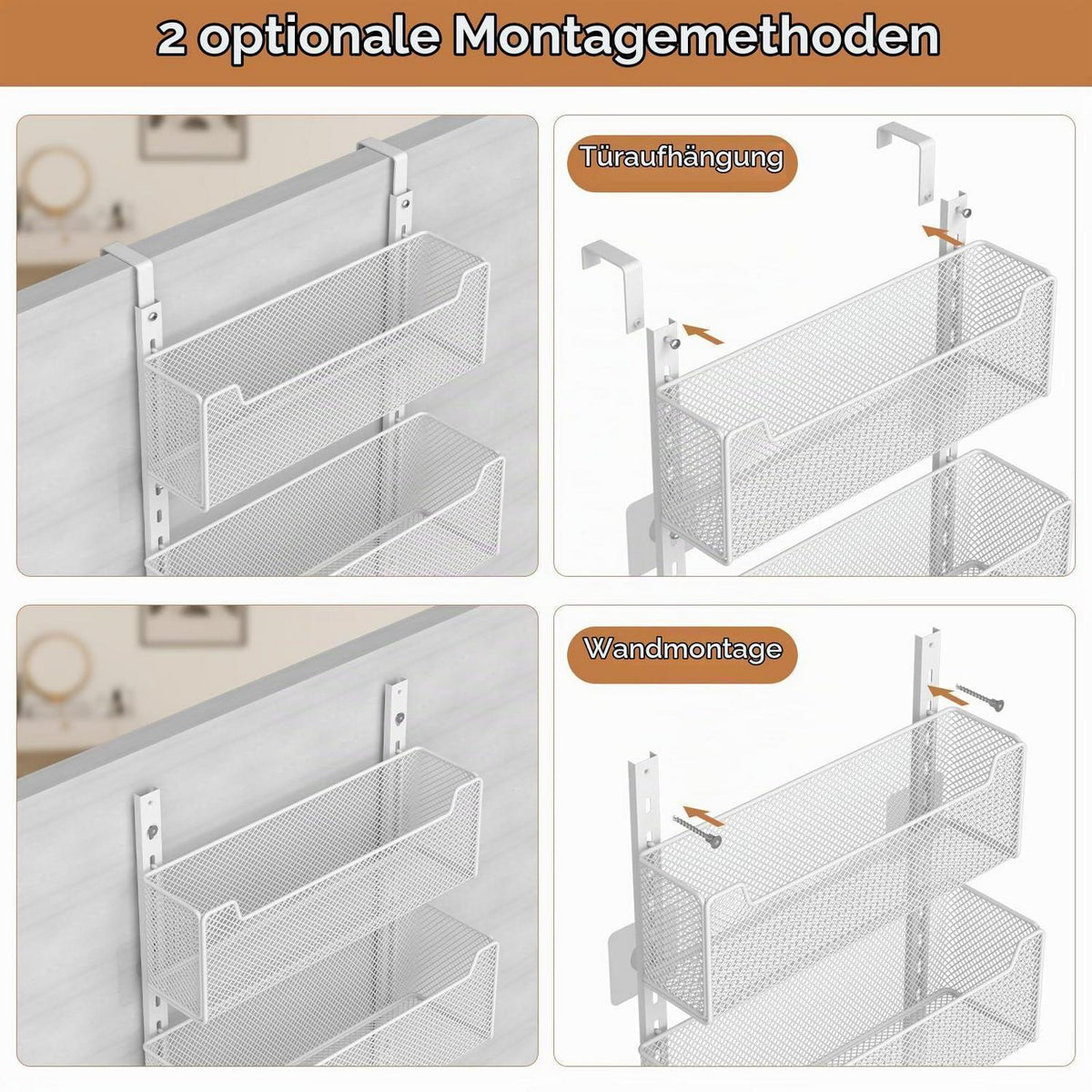 Über-Tür-Vorratsschrank-Organizer 8-stufig Weiß