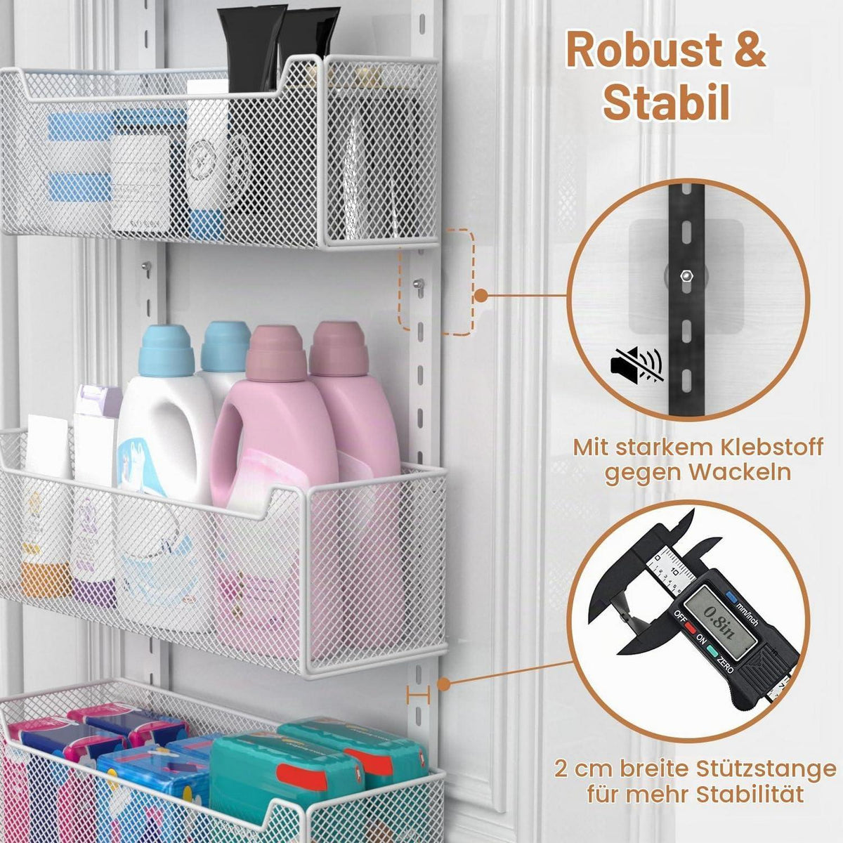 Über-Tür-Vorratsschrank-Organizer 8-stufig Weiß