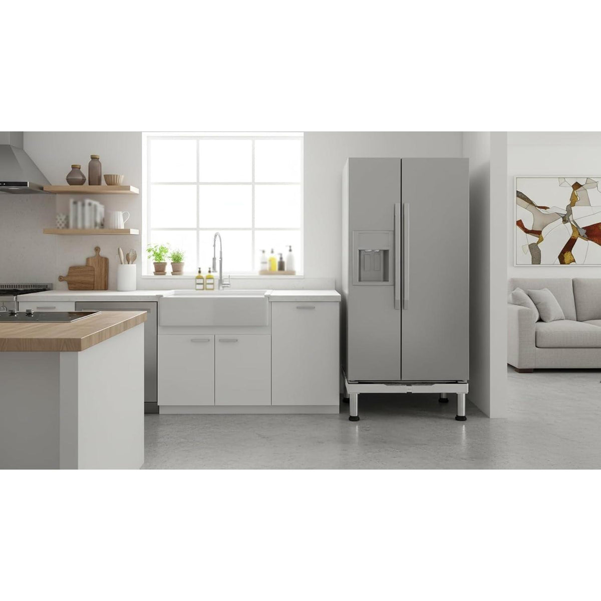 Höhenverstellbarer Kühlschrank-Waschmaschinen Sockel Grau 42-65cm