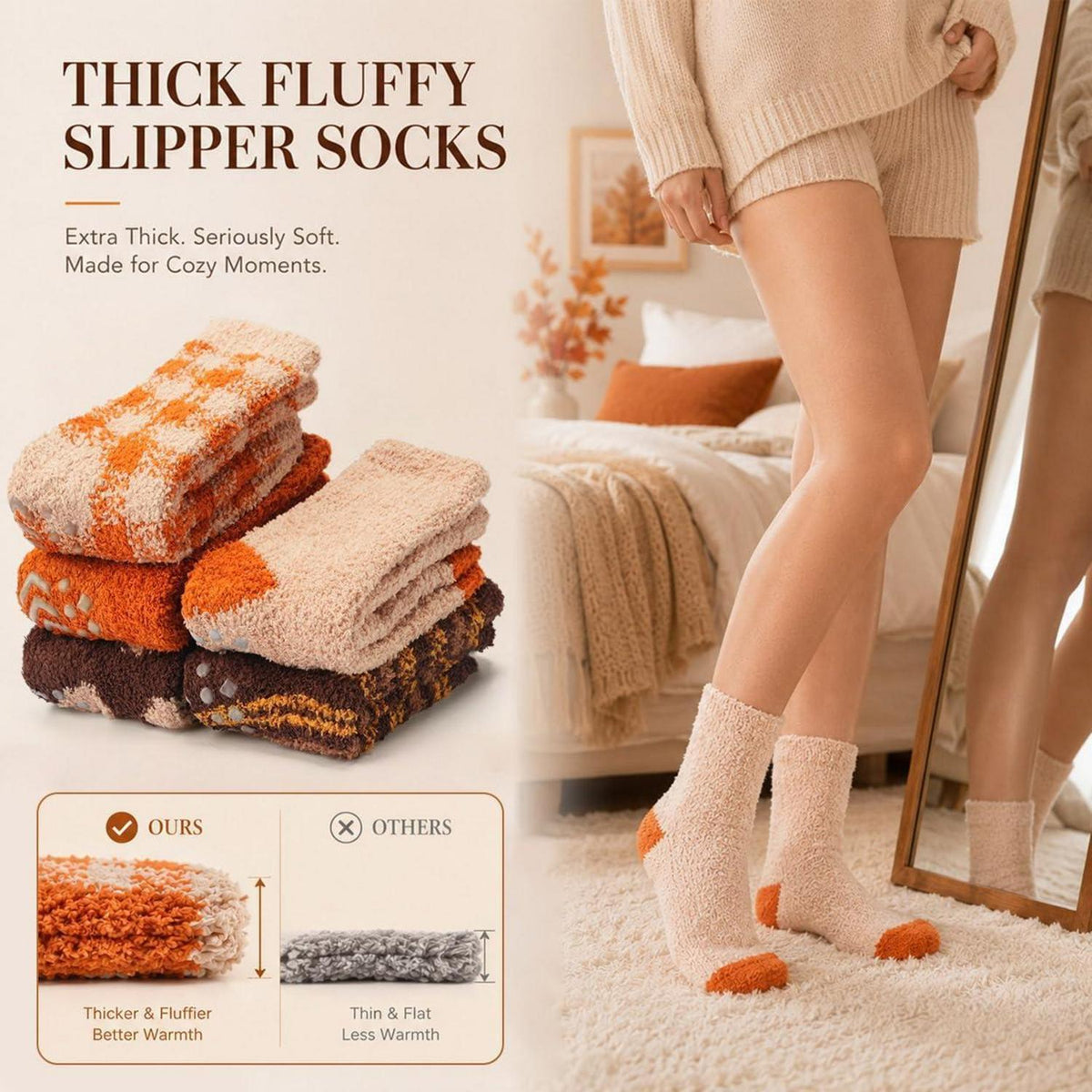 Kuschelsocken Damen warm rutschfest Gr. 36-42 Herbstserie Geschenk