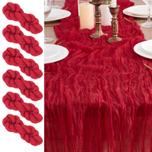 6x Tischläufer Boho Gaze 90x300cm Rot – Rustikale Tischdeko