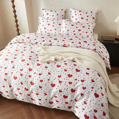 Gezu Satin Bettwäsche Set 135x200 Rot Herzen