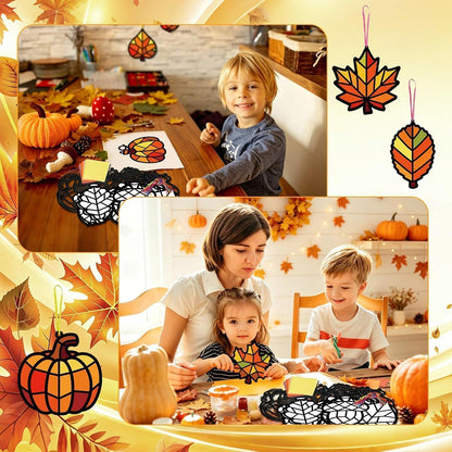 Herbst Bastelset Kinder Ahornblatt Fensterbilder 24er Set