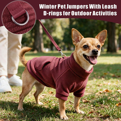 Hundepullover Hoodie mit Tasche – Warm & Bequem (Rot, M)