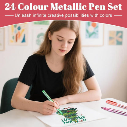 Metallic Marker Stifte Set – 24 Farben für Scrapbooking & DIY