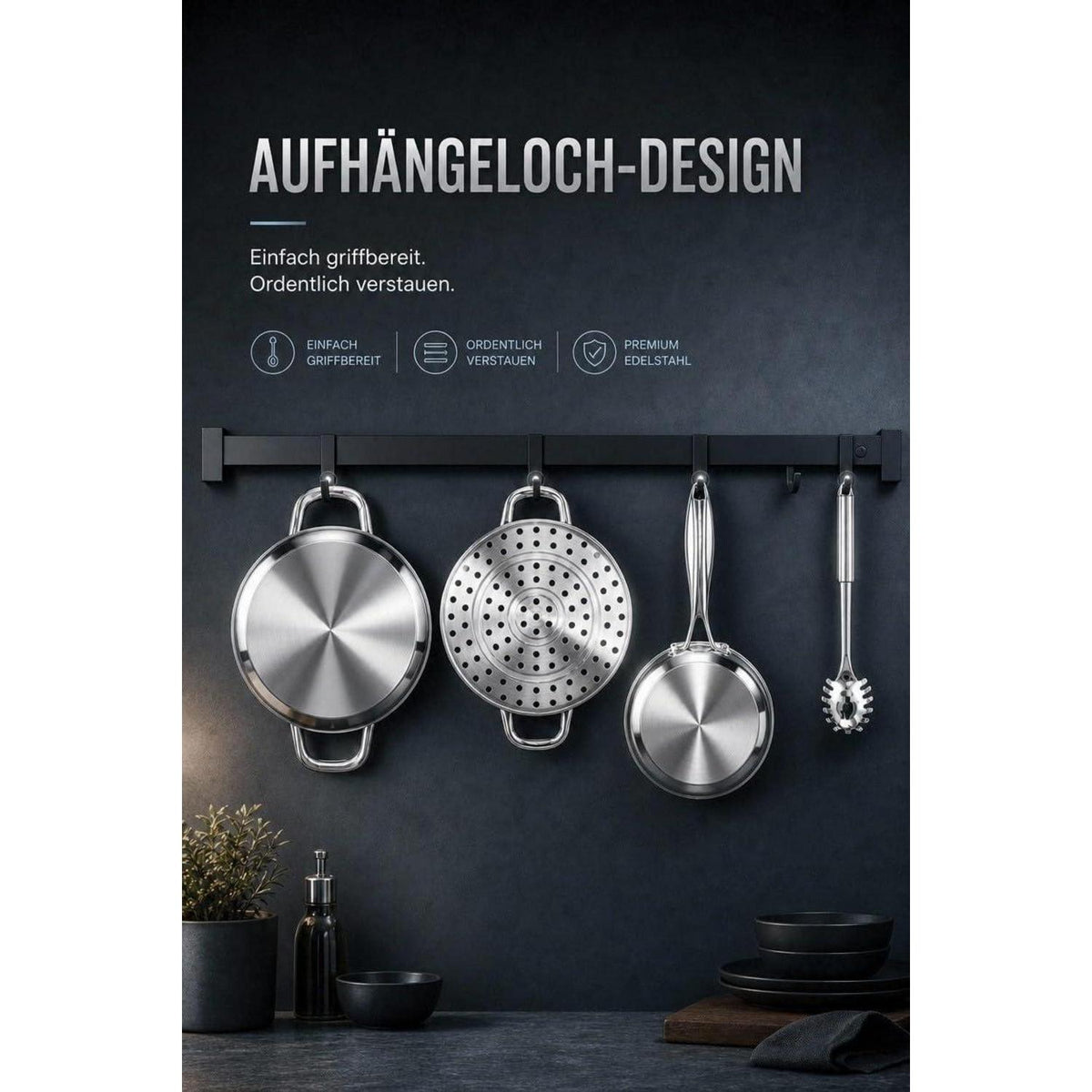 10-teiliges Edelstahl Kochtopf-Set mit Glasdeckeln
