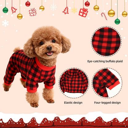 Hundepyjama Fleece Rot, Größe M - Weihnachtlicher Schlafanzug
