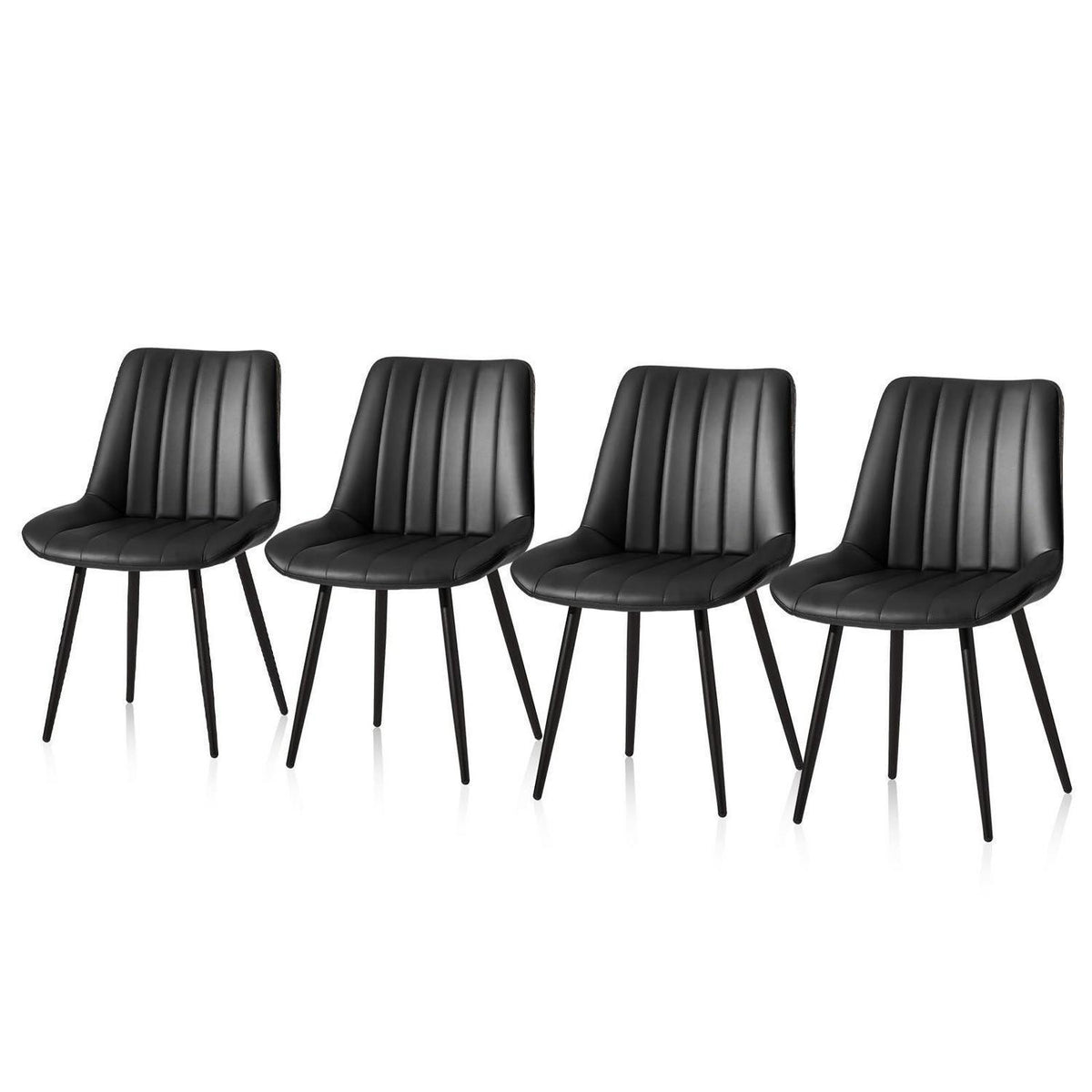 Esszimmerstühle Set 4er – Schwarz, Metall in Lederoptik