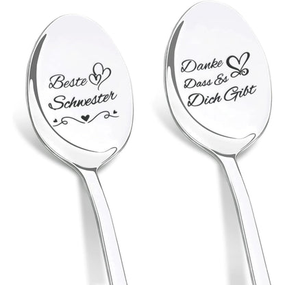 Schwester Geschenke 2 Löffel mit Gravur Geschenk für Schwester Beste Schwester