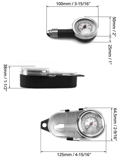 QWORK Reifendruckprüfer für Auto, Fahrrad, Motorrad - 0-100Psi