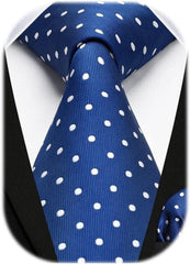 Punktierte blaue Krawatte mit Einstecktuch-Set für Herren